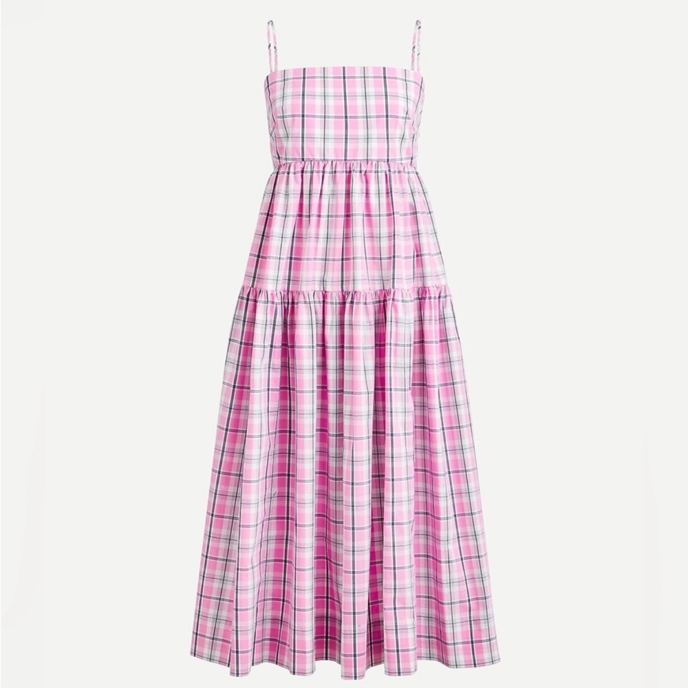 J.Crew Tie-back Tiered Poplin Dress